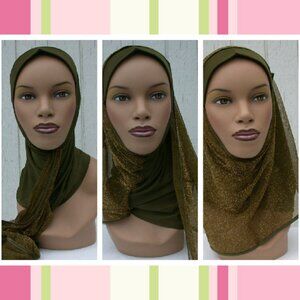 Green Kuwaiti Mona Instant Hijab Muslim Islamic Headcover